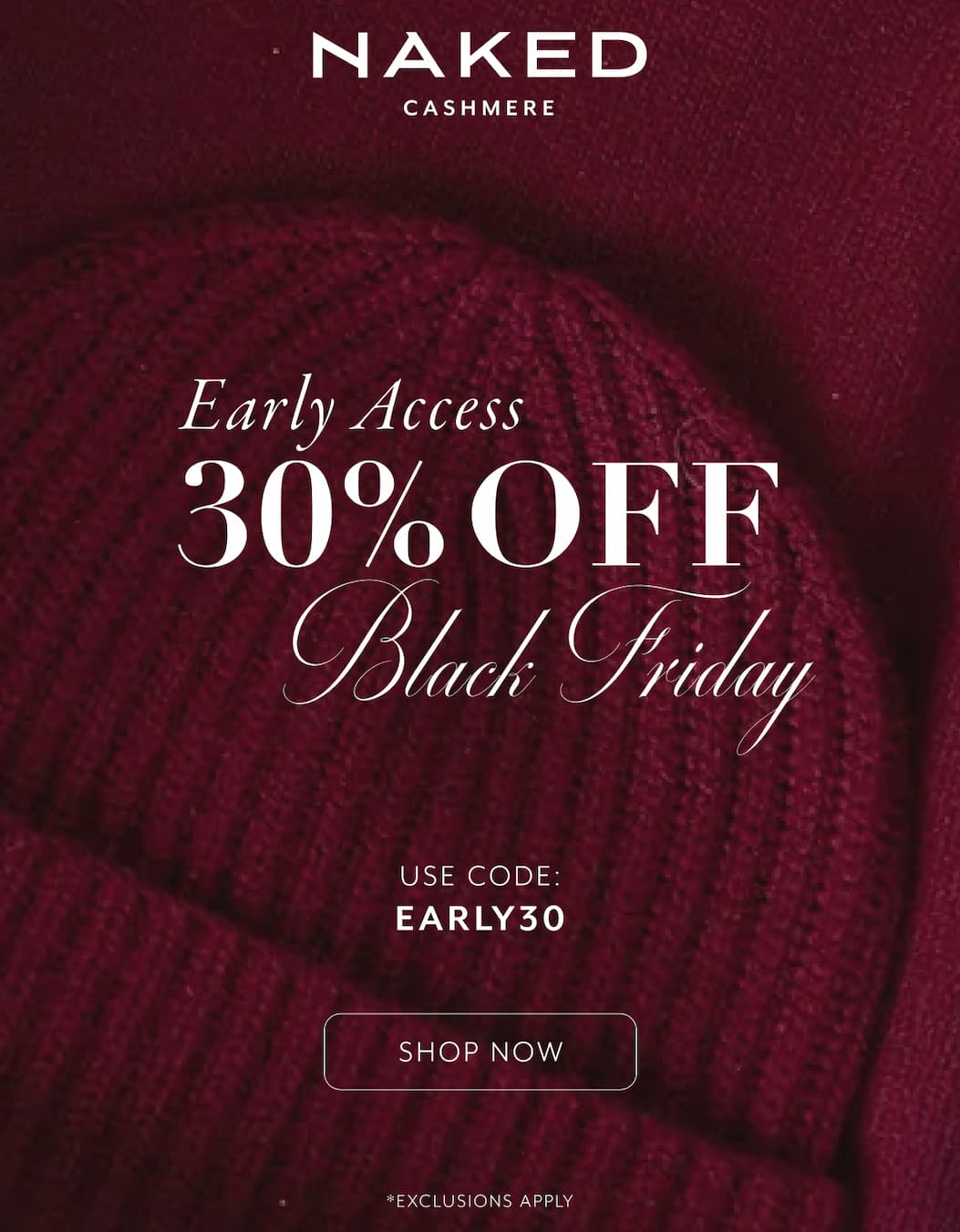 Early Access: 30% Off Black Friday