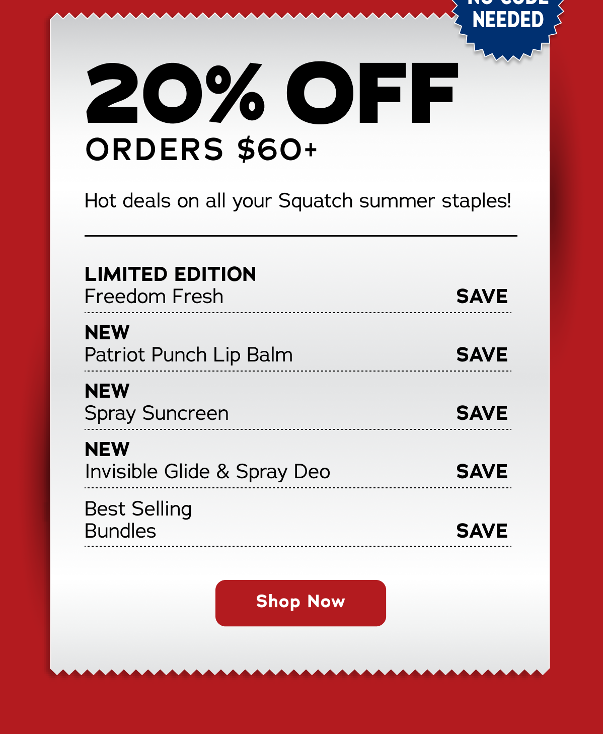 20% Off Orders $60+