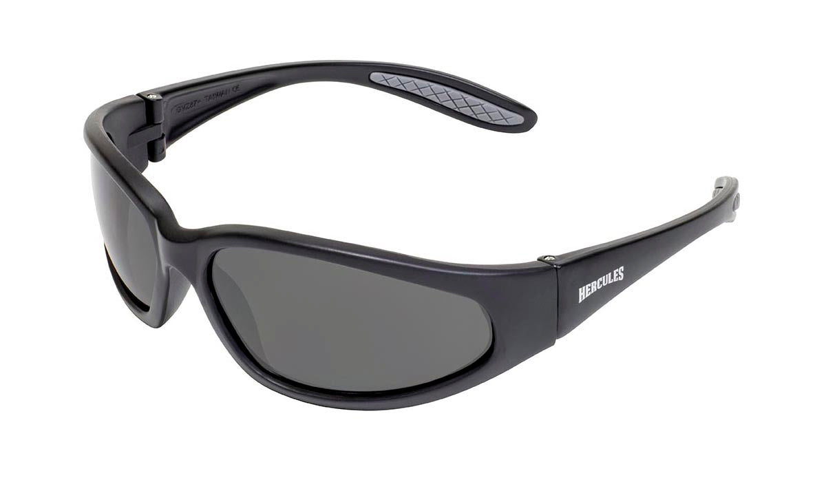 Hercules smoked motorcycle sunglasses with matte black frame