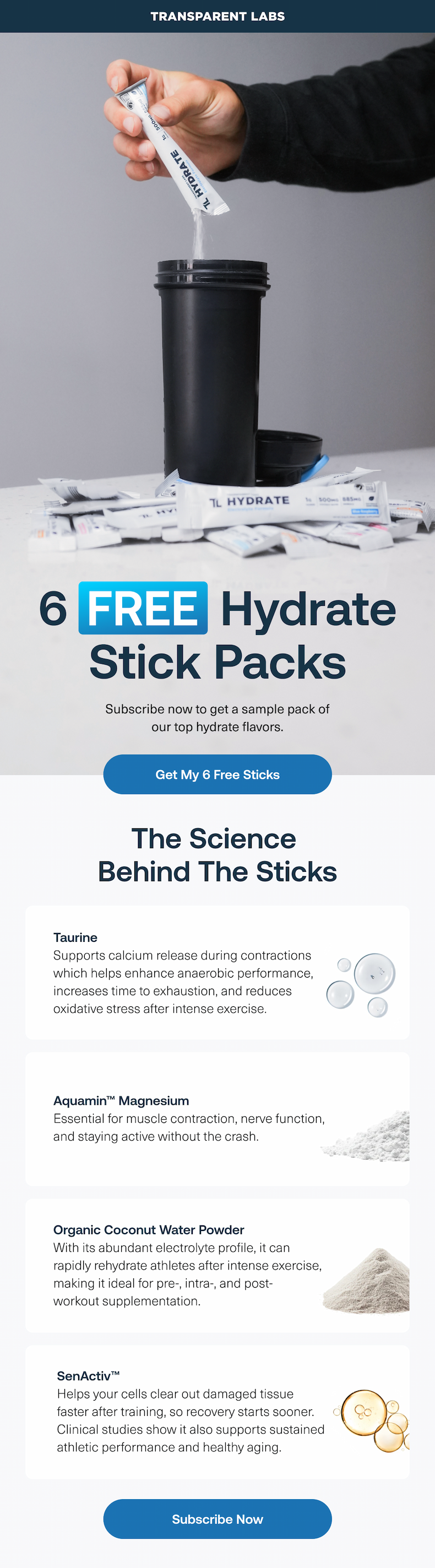 6 free hydrate stick packs
