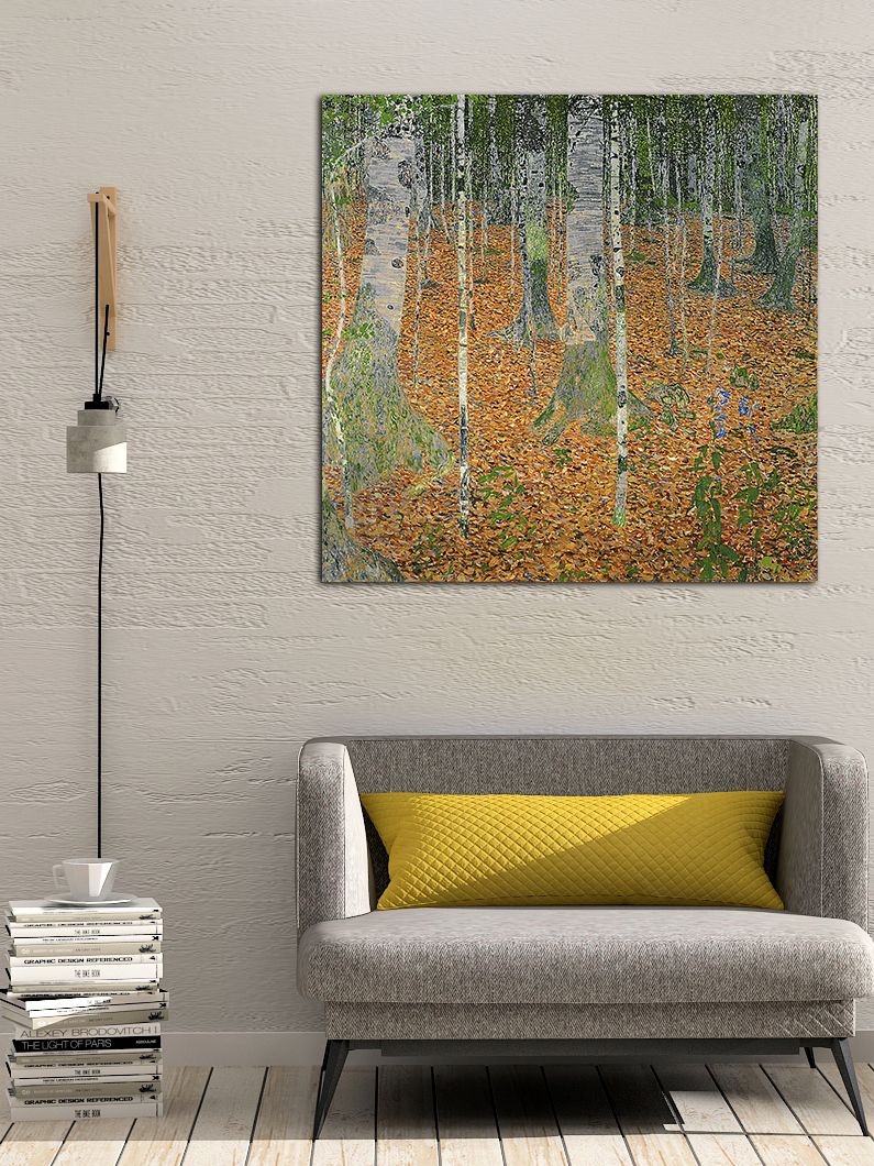 gustav klimt birch wood canvas print