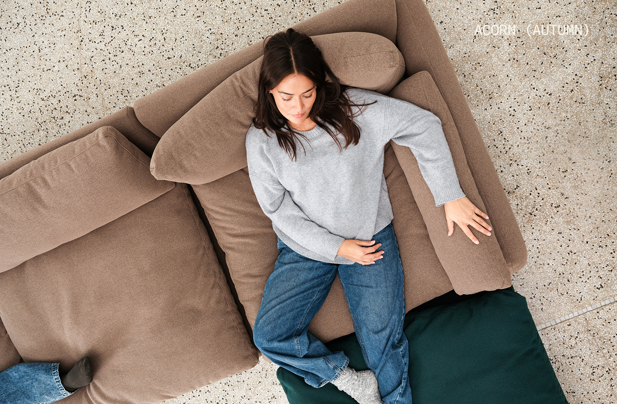 Pictured: The Soft Serve Sectional in 'Acorn' (Autumn).