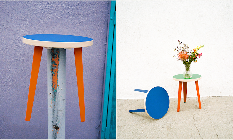 The Side Table in Color in Blue, Orange, and Green.