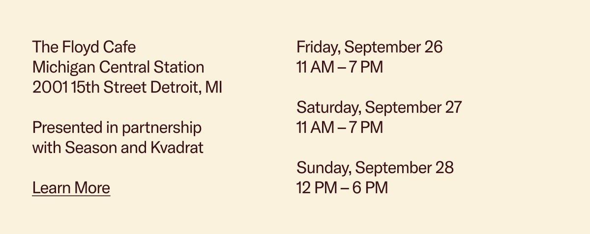 The Floyd Cafe is open at Season Fair from September 26-28. Learn More