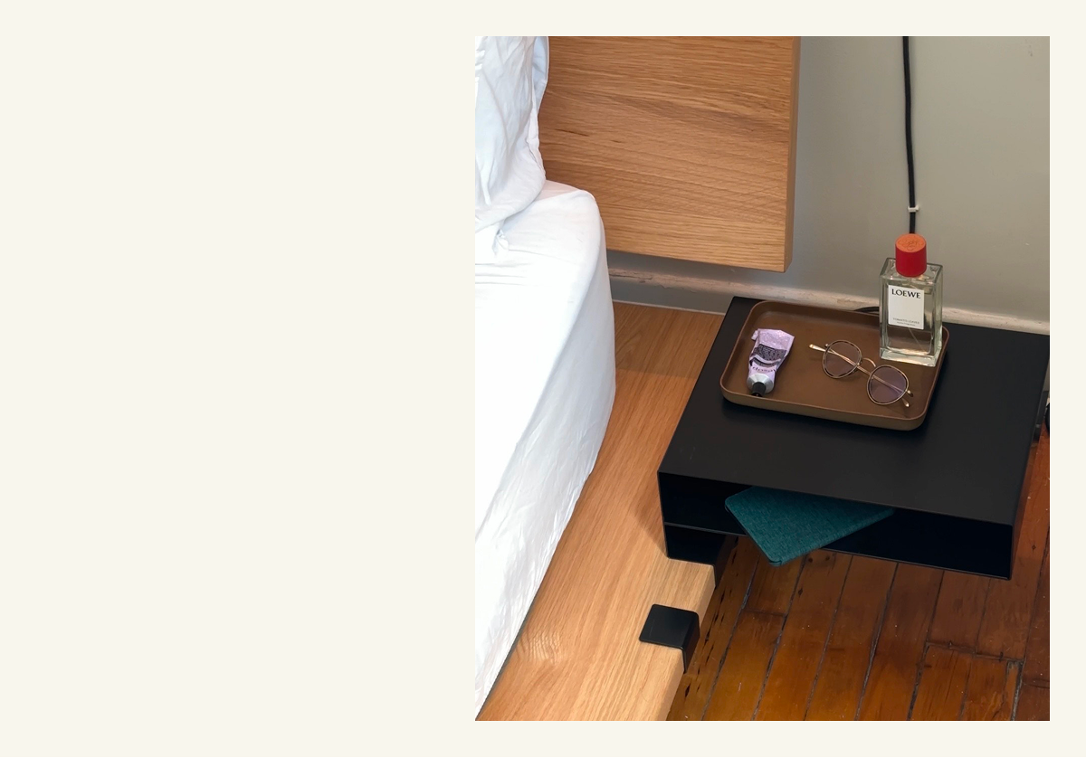 Pictured: The Bedside Table Add-On in Black