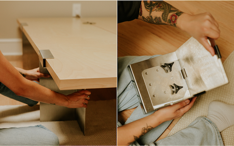 Assembly Details: The Lift Off Bed Frame in Birch/Stainless.