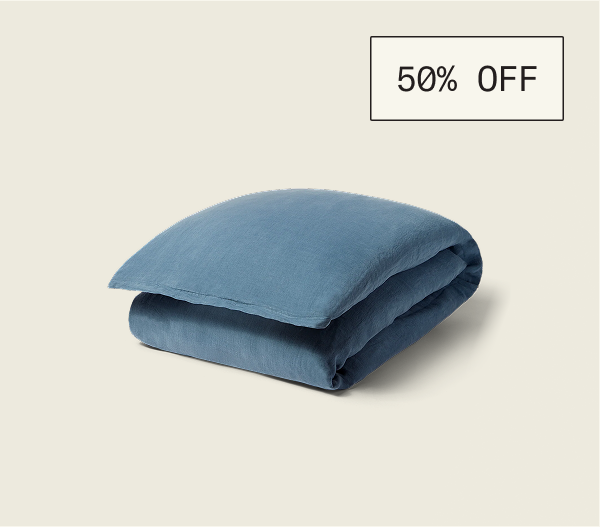 Save 50% on the Linen Duvet Cover in Blue.