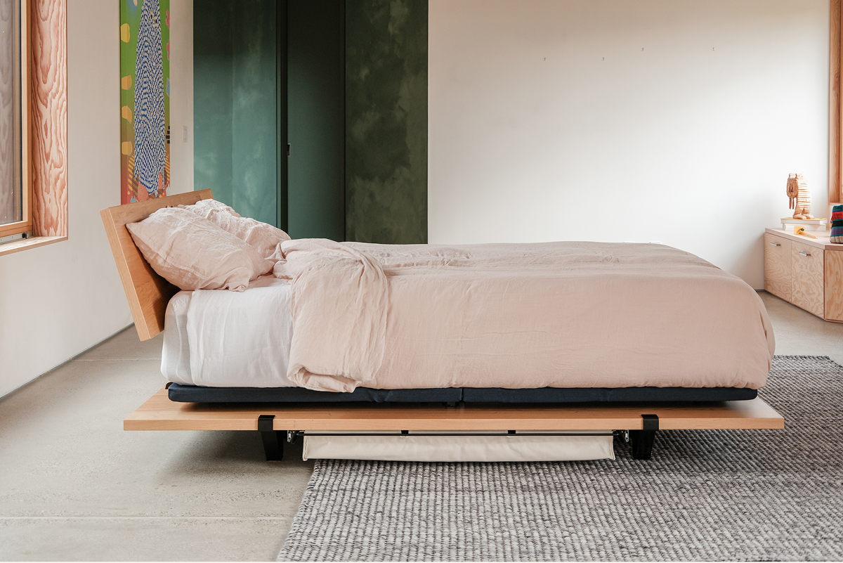 Pictured: The Bed Frame (Queen) with Headboard Add-On, Mattress (2.0), Adjustable Base, and Underbed Storage