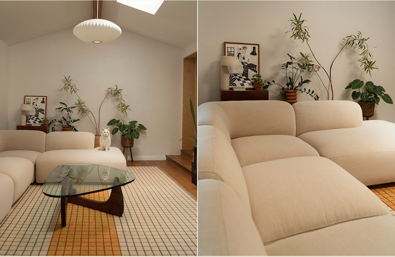 The Soft Serve Sectional in Crypton Nomad Crema styled by Toshiko Shek.