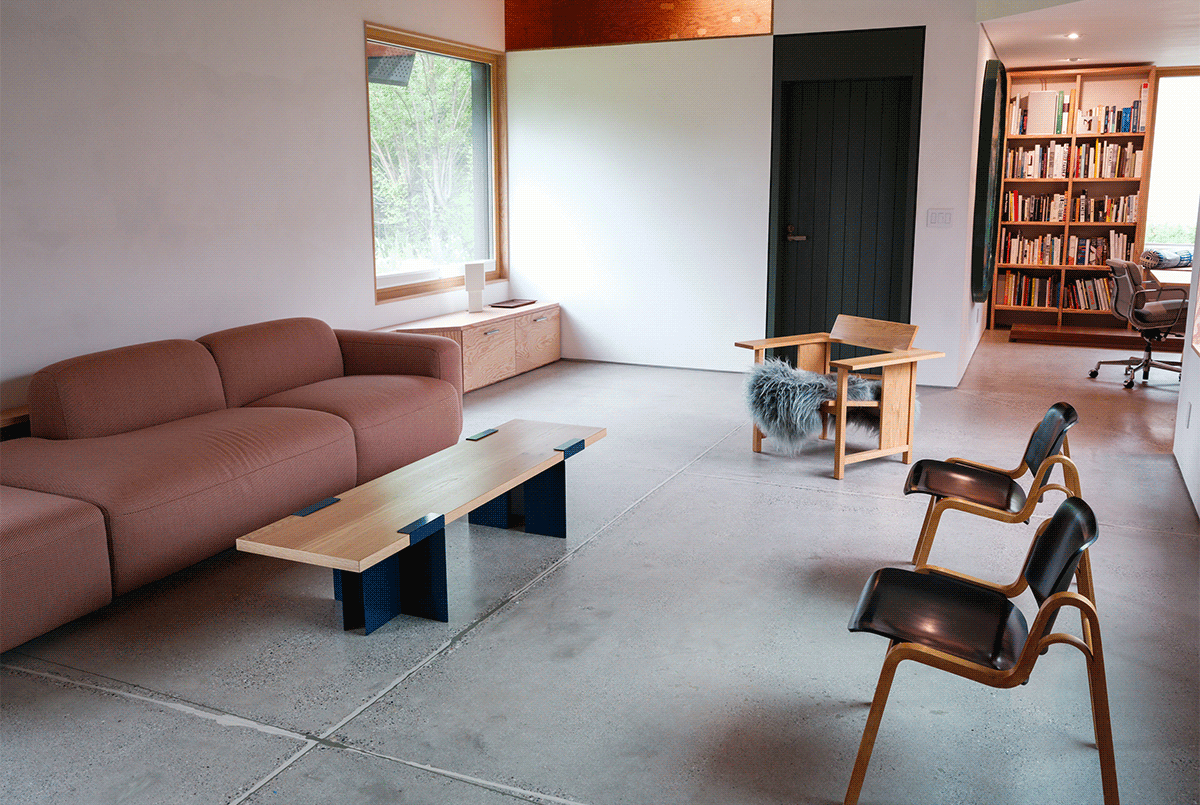 The Lift Off Coffee Table in Oak & Marine, from 1 to 3 panels.