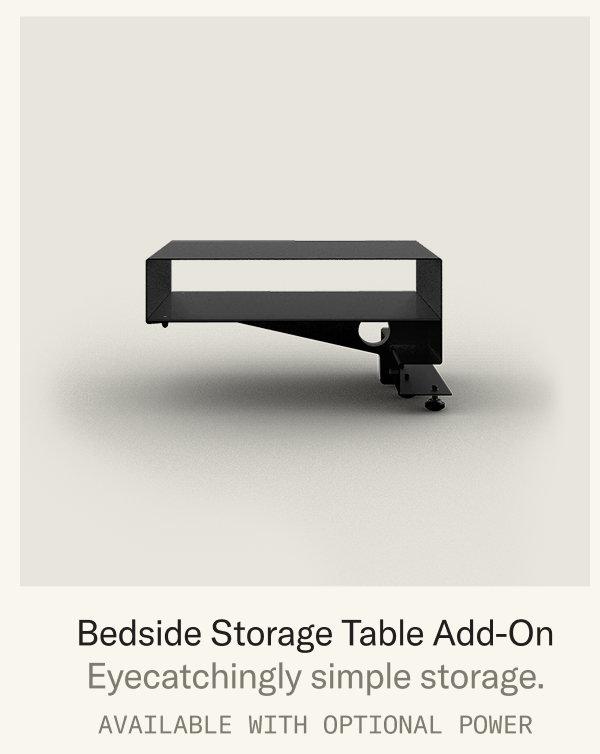 The Bedside Storage Table Add-On: Add eyecatchingly simple storage with optional power.