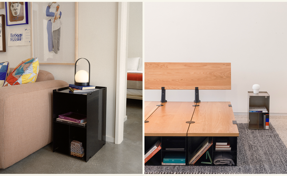 The Floyd Block works as integrated storage for our Lift Off System, as a bedside table, as the perfect side table for our sectionals and more.