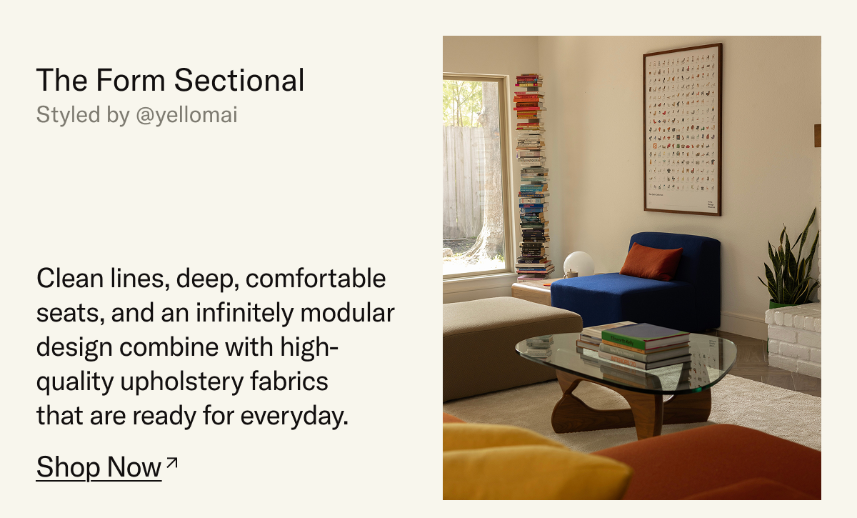The Form Sectional - clean lines, deep, comfortable seats, and an infinitely modular design.