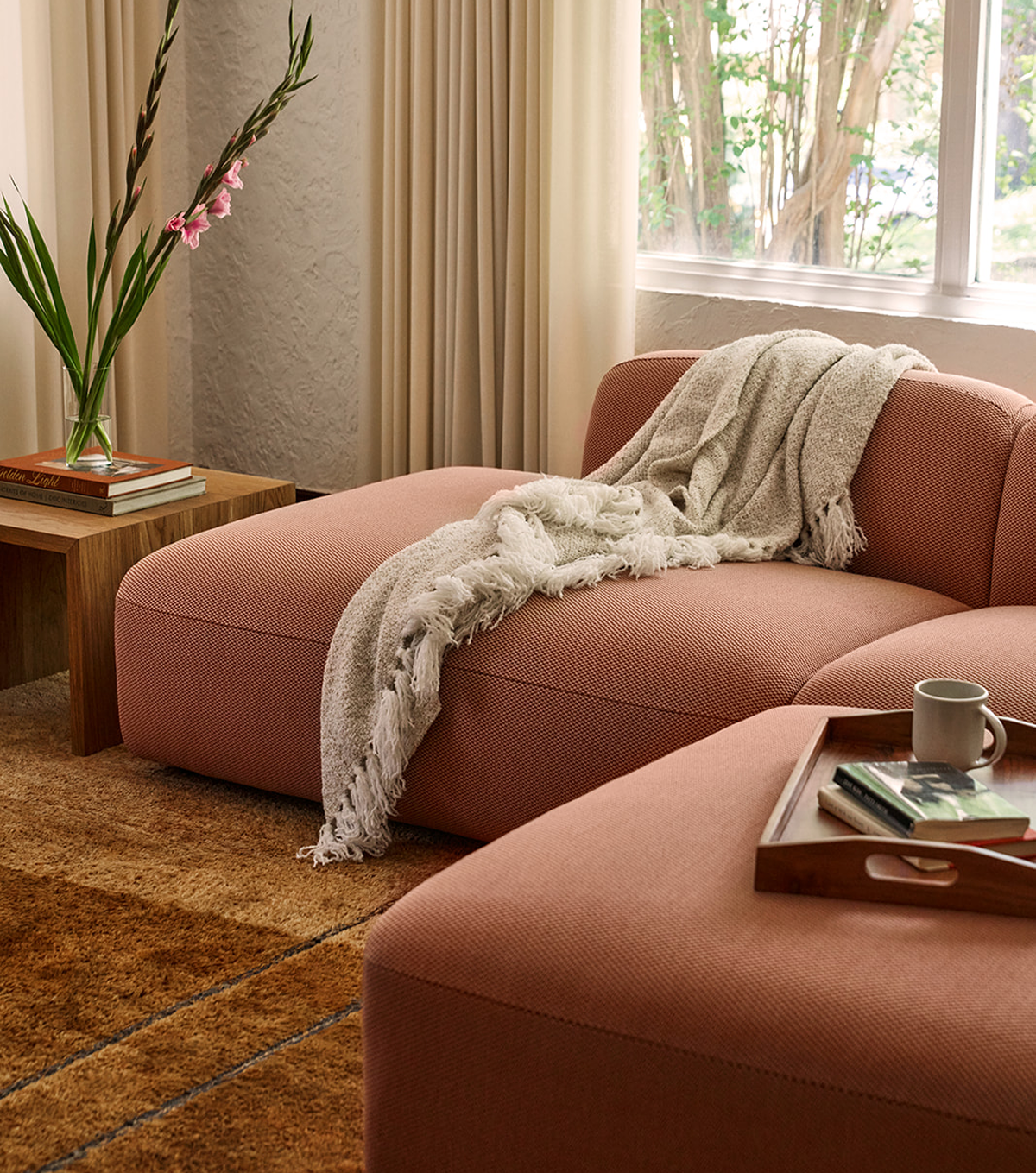 Pictured: The Soft Serve Sectional in Safflower