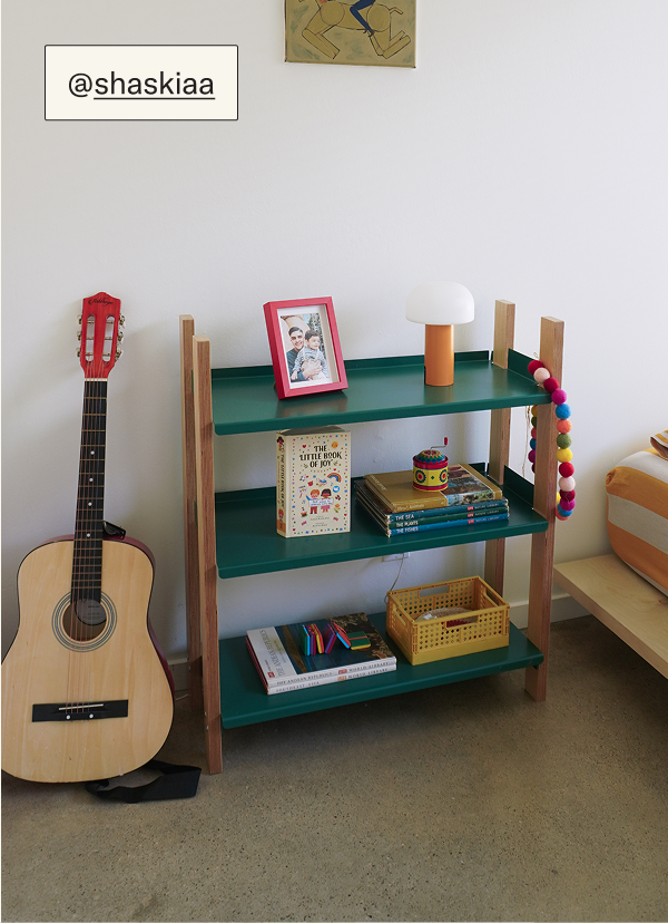 The Shelving System (Short) in Green/Ash, styled by @shaskiaa