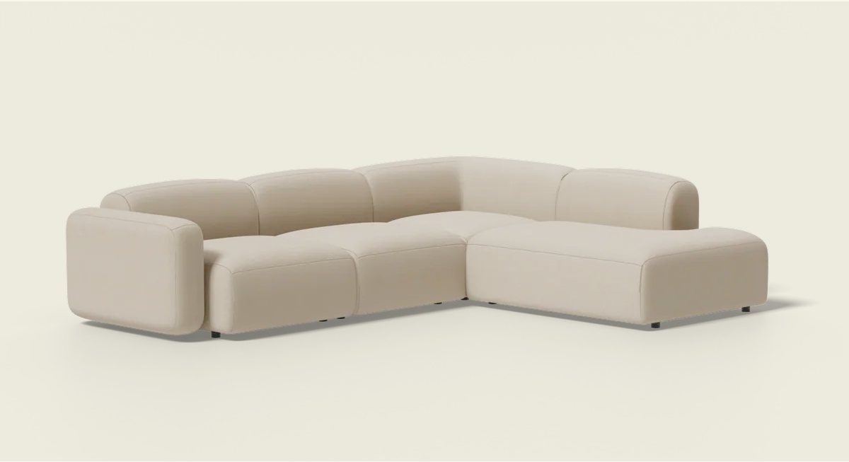 The Soft Serve Sectional in Crypton Nomad Crema.