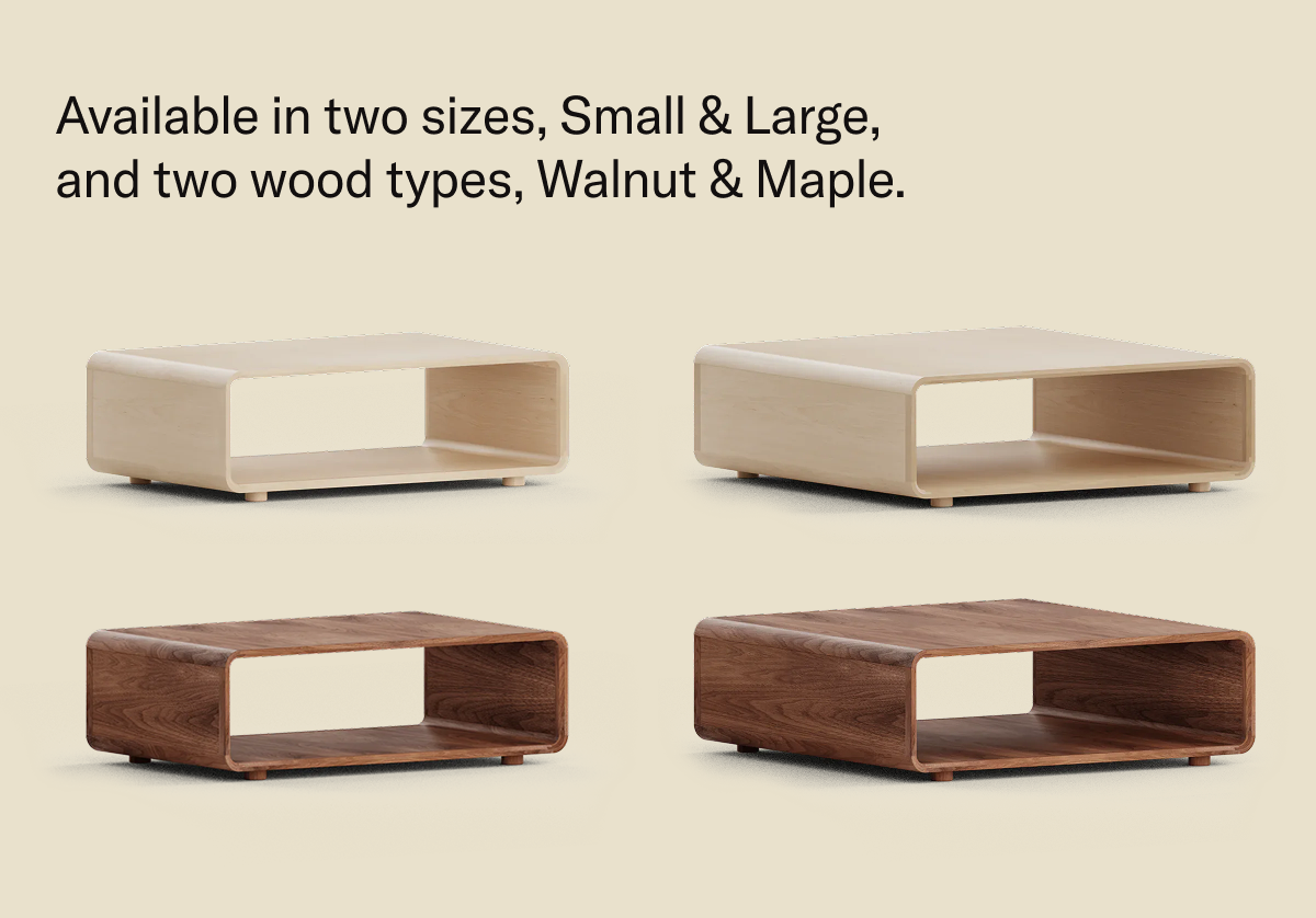 The Modular Table is available in small & large, and Walnut & Maple.