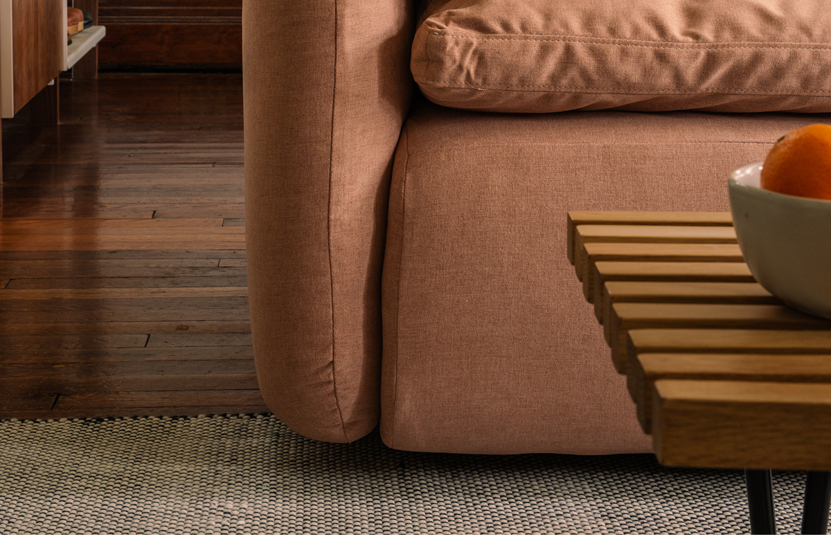 Pictured: The Sink Down Sectional & Acton Slat Bench