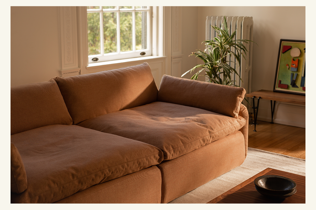 Pictured: The Sink Down Sectional (Two-Seater)