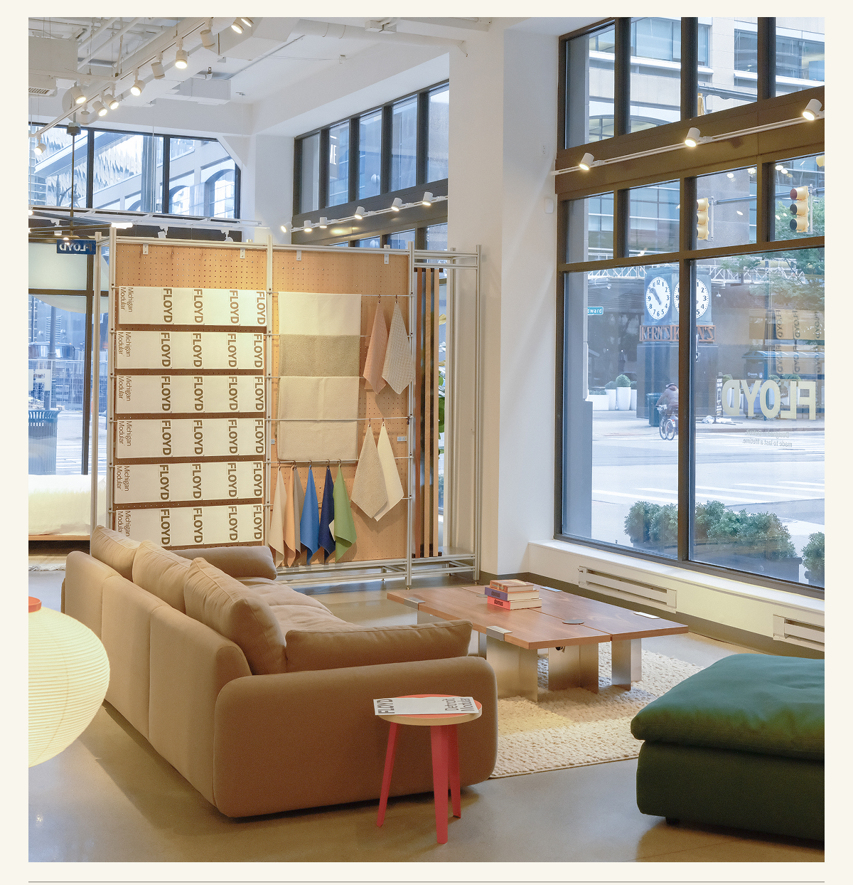 Pictured: The Soft Serve Lounge & Sectional, The Side Table, and The Lift Off Coffee Table