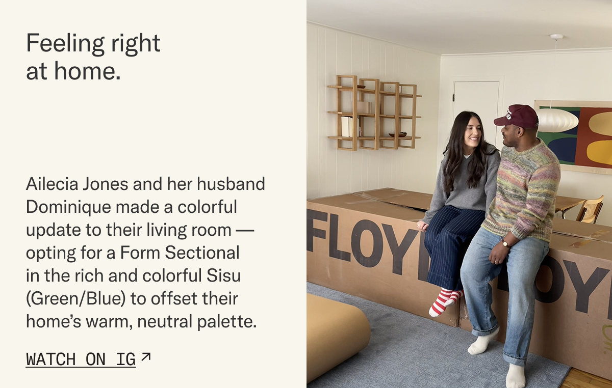 Ailecia Jones and her husband Dominique made a colorful update to their living room – opting for the colorful richness of Sisu (Green/Blue) to off-set their home’s warm, neutral palette.