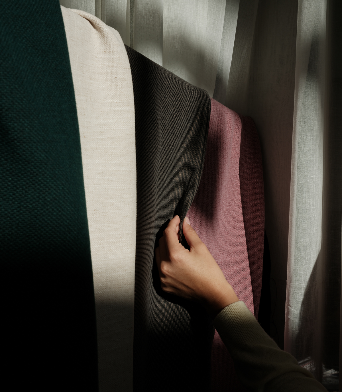 Pictured: A colorful array of sectional fabric