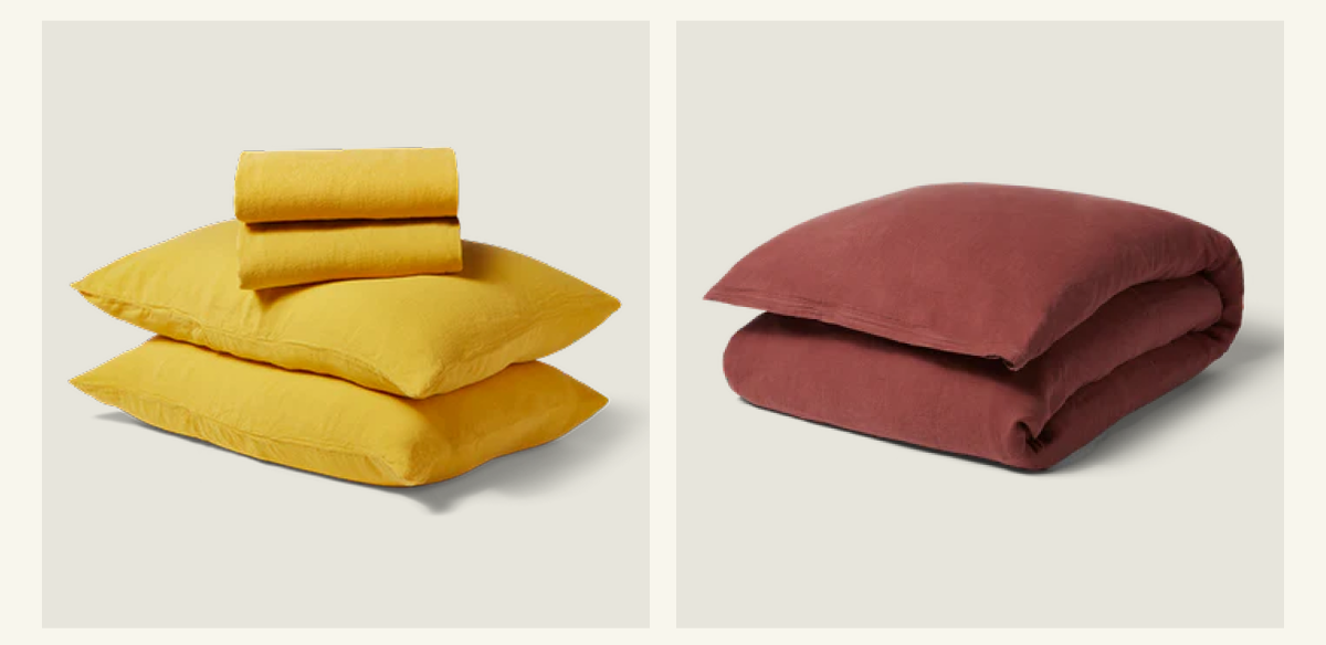 Save 50% on select sizes of percale and linen bedding.