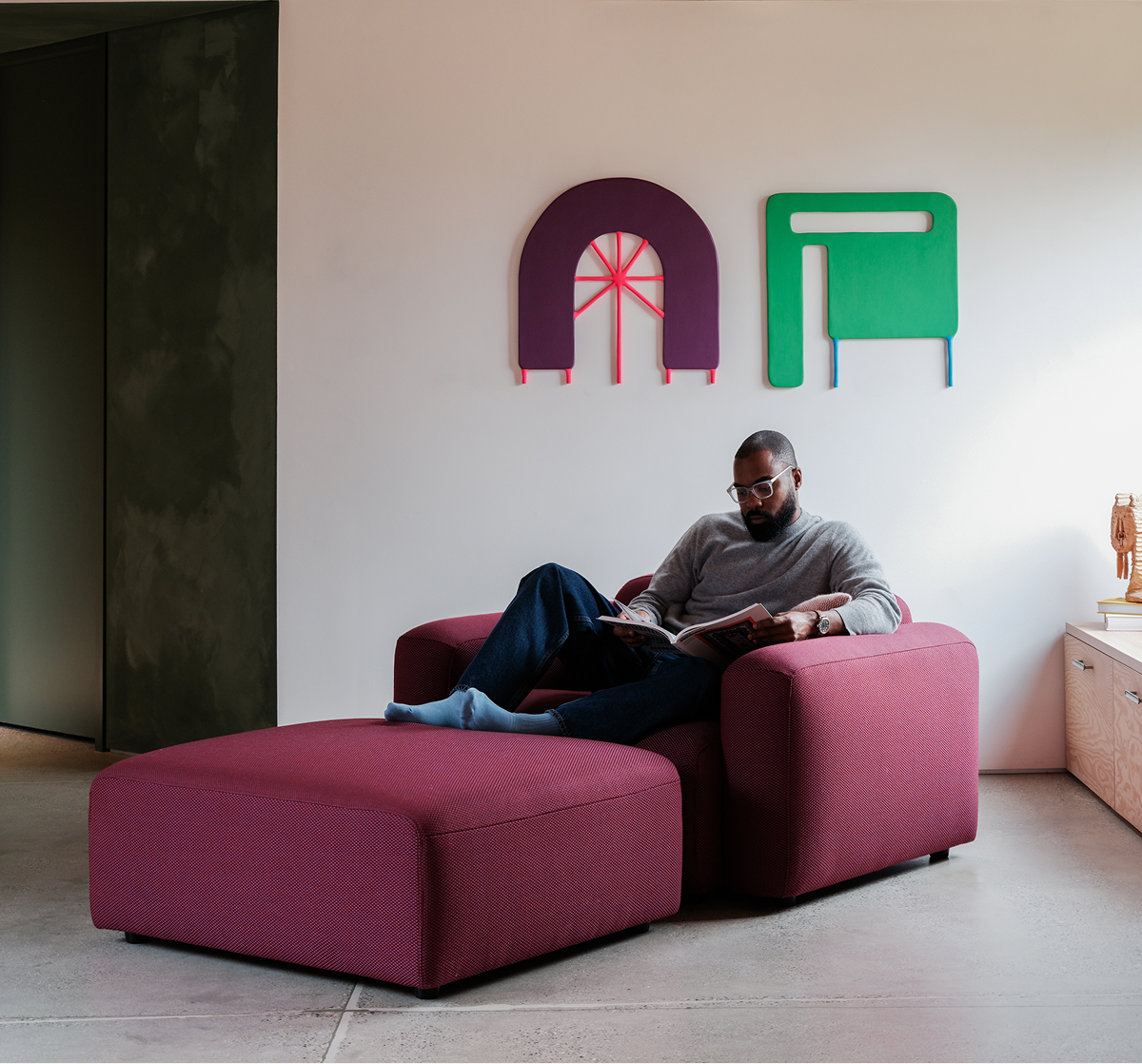 NEW: The Soft Serve Lounge Chair, pictured in 'Raspberry' (Serpentine by Kvadrat)