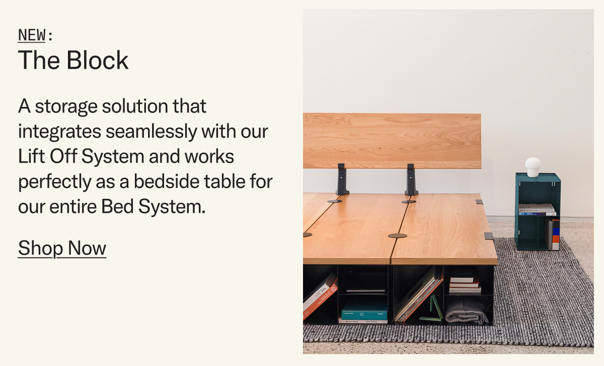 A storage solution that integrates seamlessly with our Lift Off System and works perfectly as a bedside table for our entire Bed System.