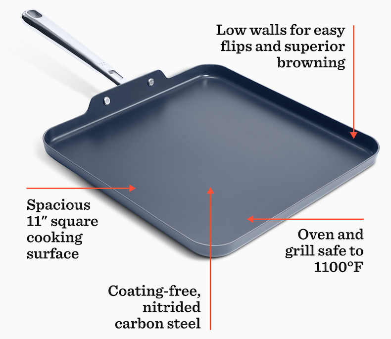 Low walls for easy flips and superior browning