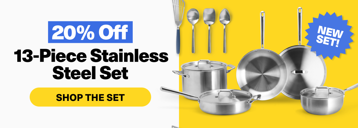 20% off 13 piece stainless steel set
