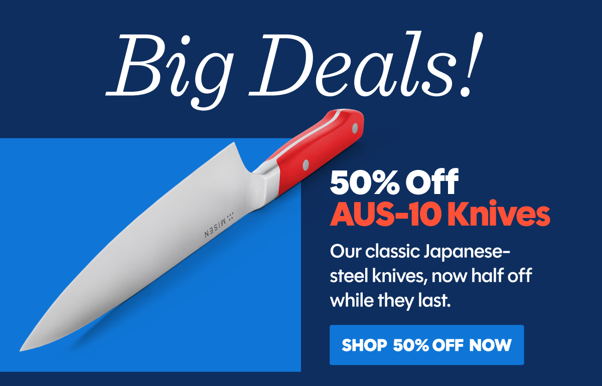 50% off AUS-10 knives
