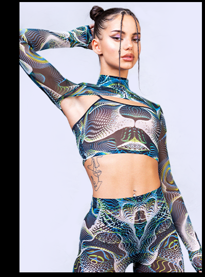 Vapor Trance Mesh 2 Piece Shrug Set