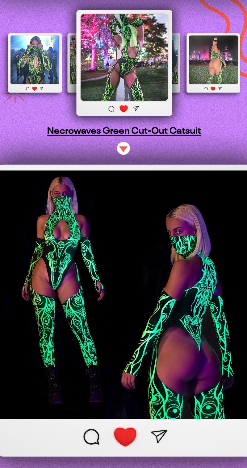 Necrowaves Green Cut-Out Catsuit