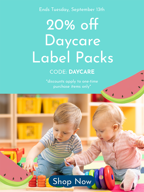🛝 While the kids play, save 20 on Daycare Label Packs! Name Bubbles