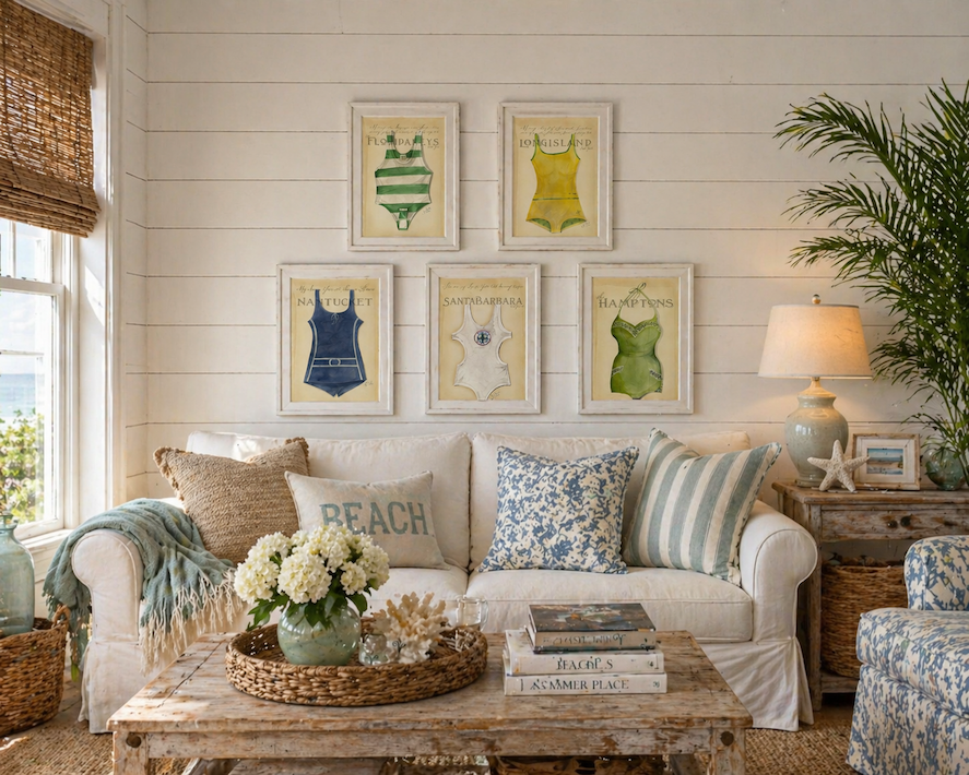 Kolene Spicher Vintage Swimmers Image in coastal cottage living room