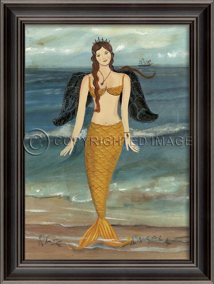 Golden Mermaid with Black Frame