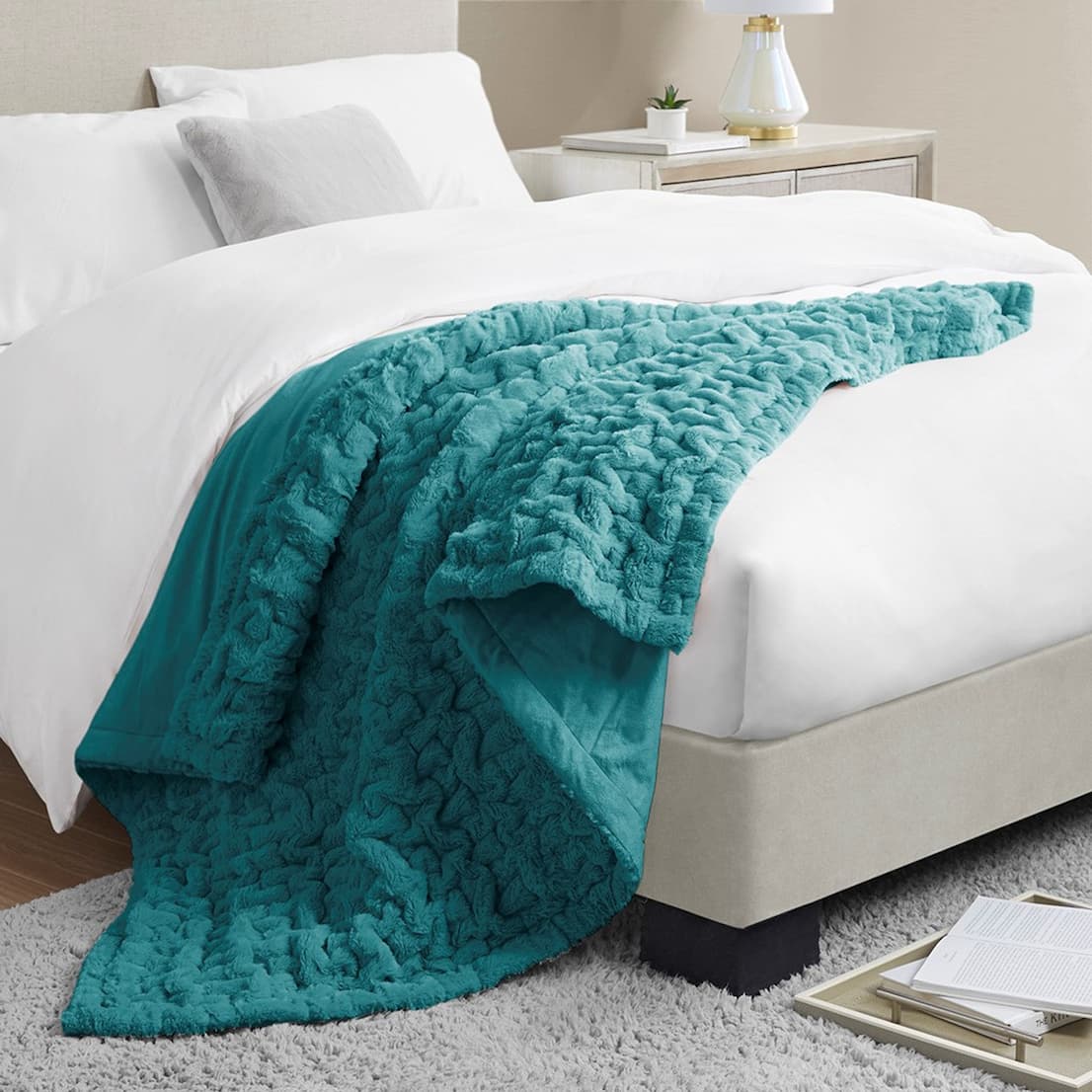 Ruched Faux Fur Throws
