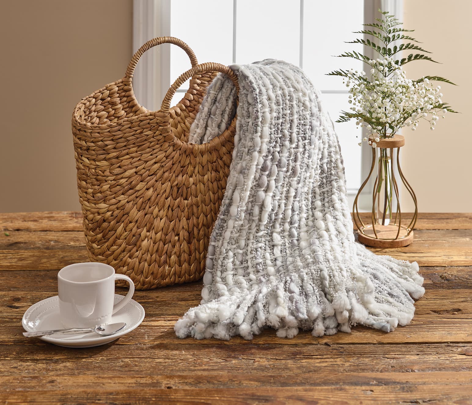 New - Light Grey Sea Mist Throw