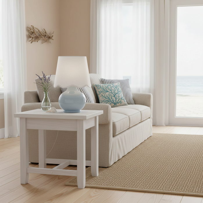 light blue nantucket lamp