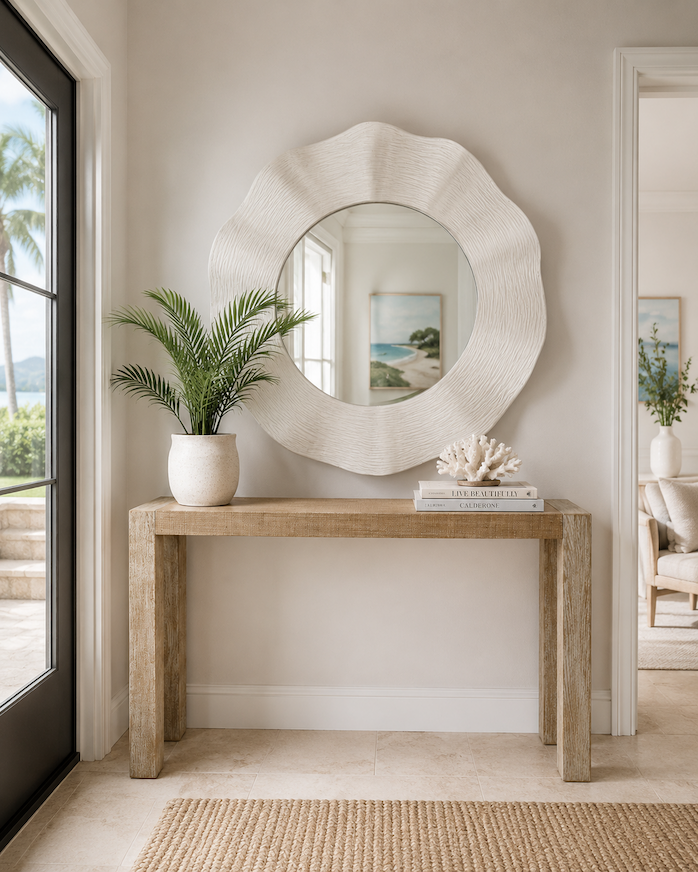 Wave Length Mirror and Console Table foyer Image
