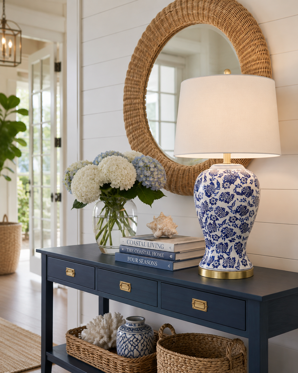 Seacliff Blue and White Floral Lamp Room Image