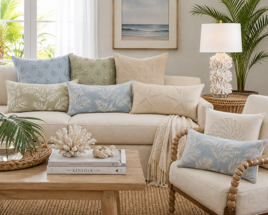 New Coastal Pillow Covers Room Image Example