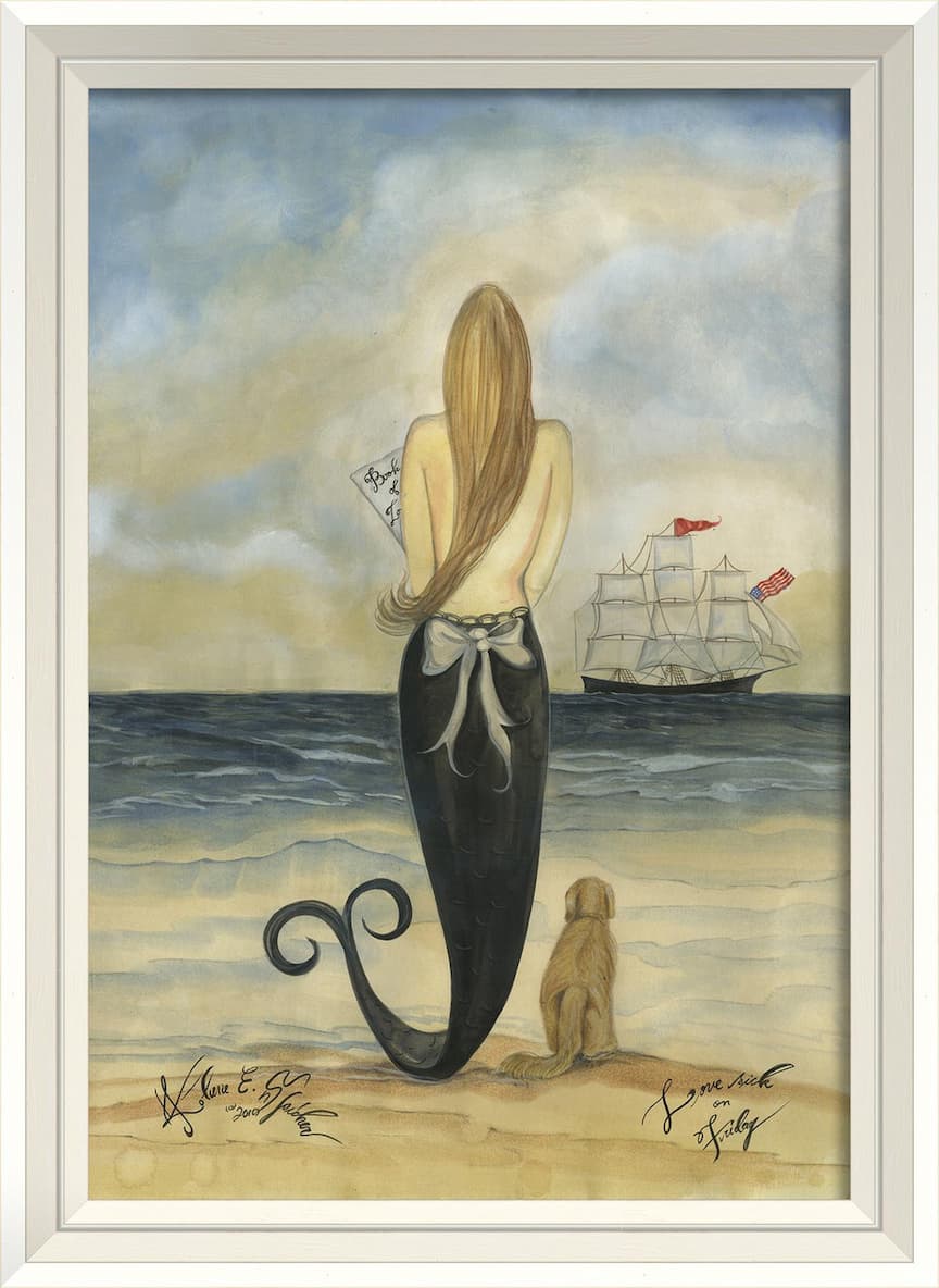 Lovesick on a Friday Mermaid Art - white frame