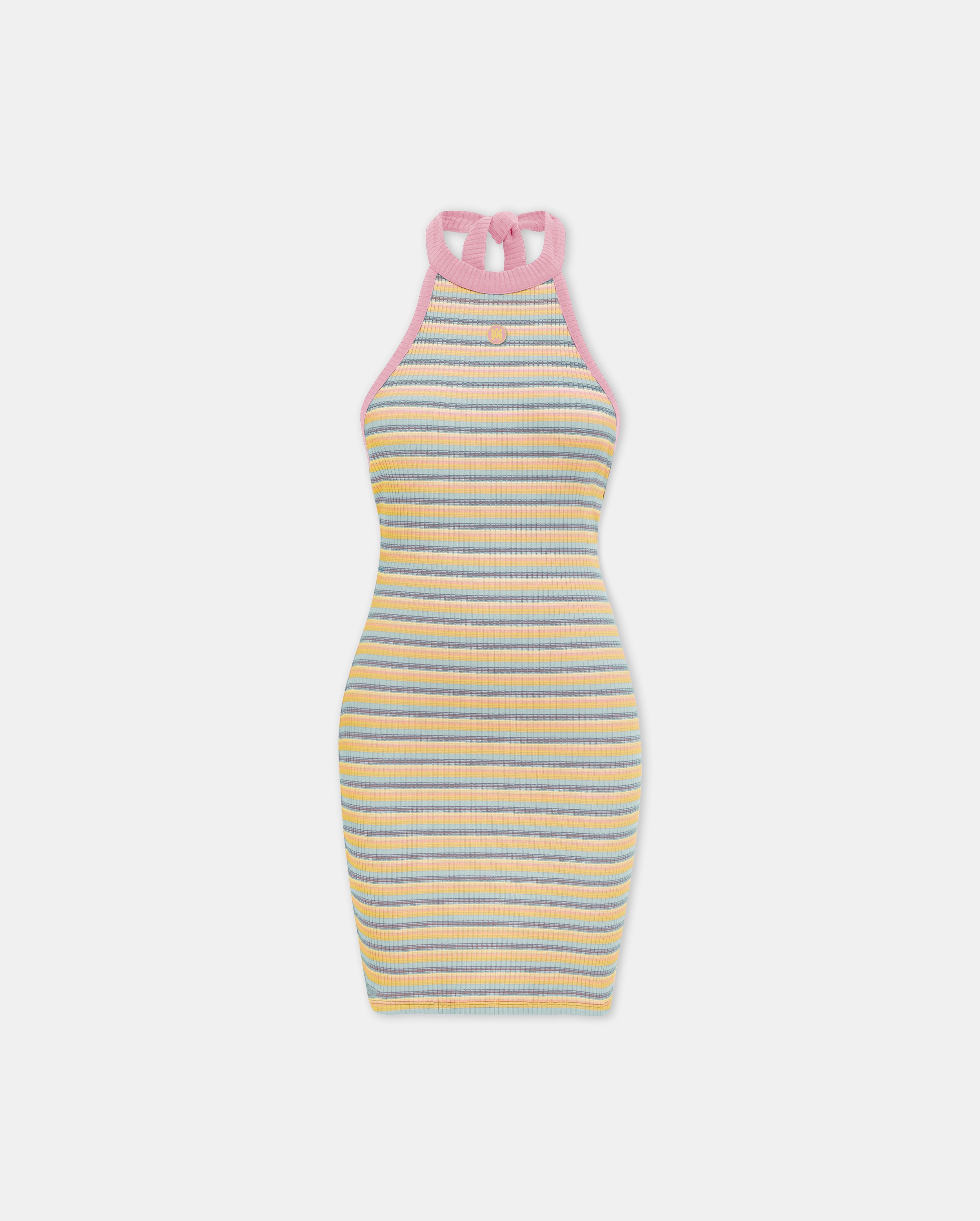 WOMEN'S MA STRIPED HALTER MINI DRESS