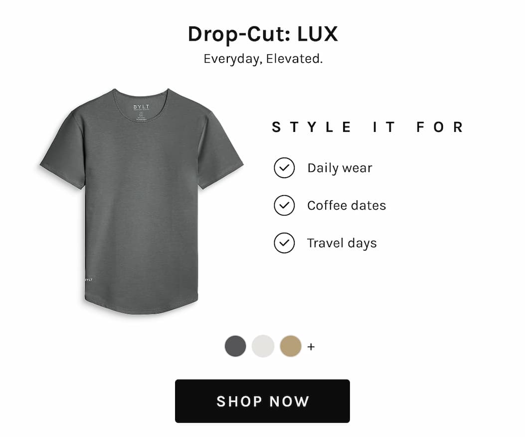 Drop-Cut: LUX Everyday, Elevated.  STYLE IT FOR ✓ Daily wear ✓ Coffee dates ✓ Travel days  [[SHOP NOW]]
