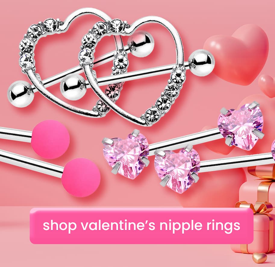 Shop valentine's nipple rings >