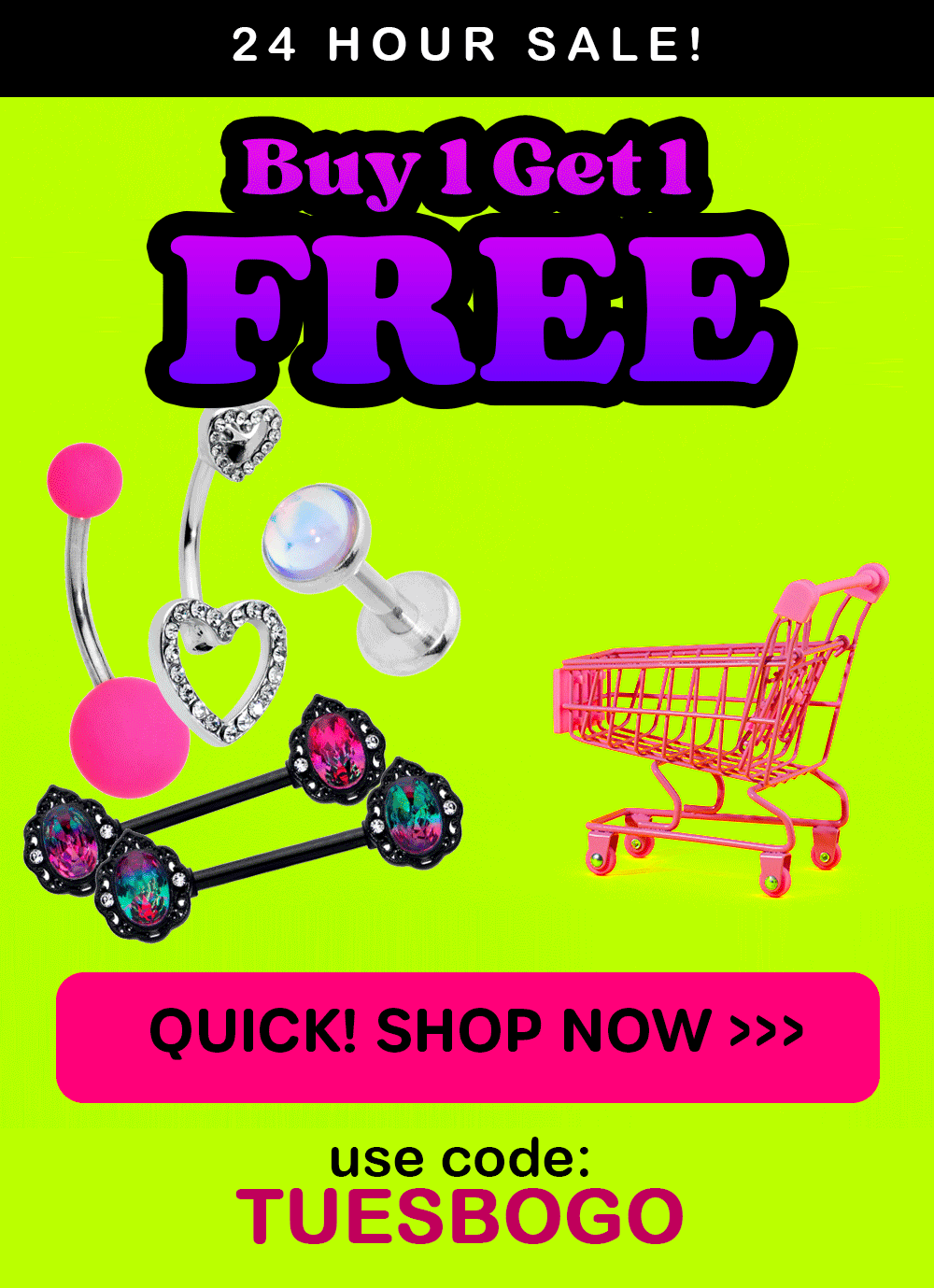 Buy 1 Get 1 Free with code: TUESBOGO