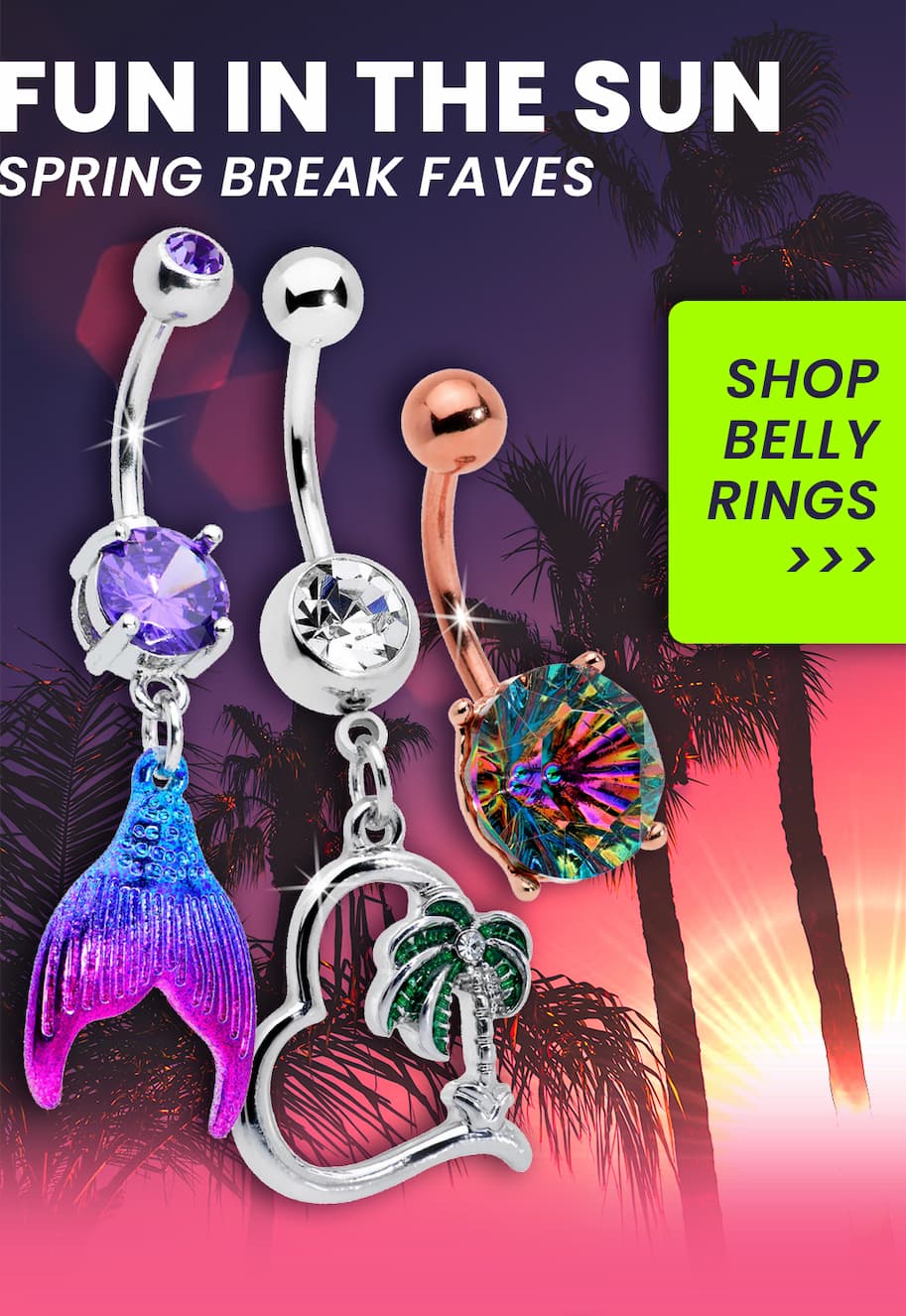 shop new spring break belly rings