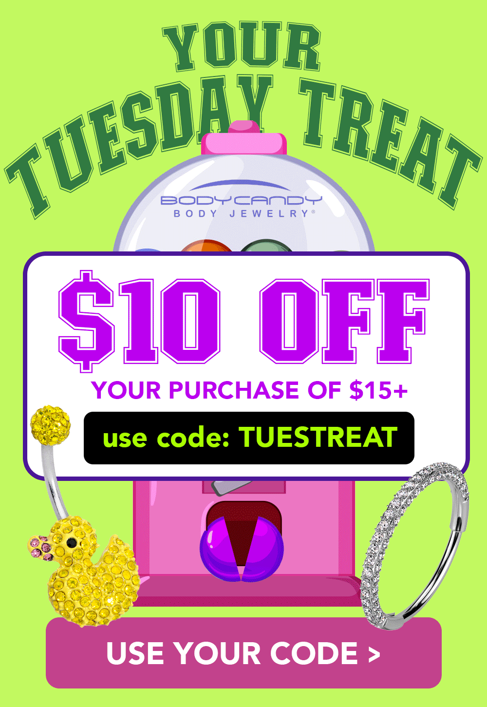 $10 off orders of $15+ with code: TUESTREAT